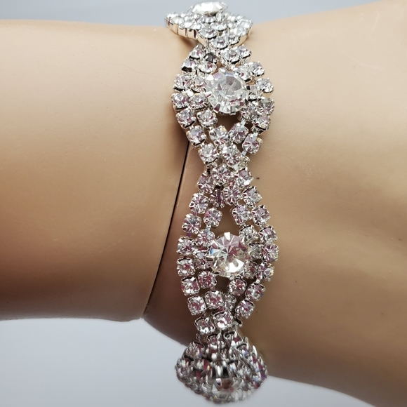 Silver  Rhinestone 7"  Bracelet elegant prom wedding party - Picture 4 of 7